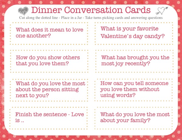 Free Dinner Conversation Cards. Print at home and play with your family! 